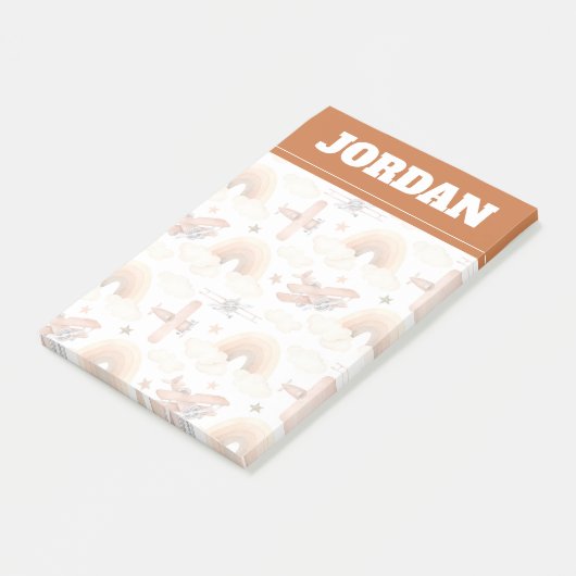 Post-it® Cute aquarelle Rainbow Motif d'avion (Incliné)