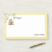 Post-it® Cute "Bee happy" Pesonalized (Sur un bureau)