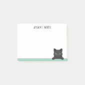 Post-it® Cute Black Cat Peeking Mint Personalized (Devant)