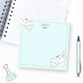 Post-it® Cute Blanc Chat Kitten Kitty Nom bleu