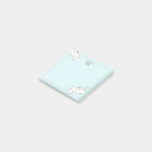 Post-it® Cute Blanc Chat Kitten Kitty Nom bleu (Incliné)