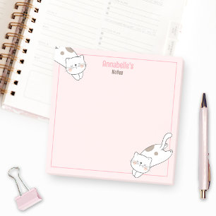 Post-it® Cute Blanc Chat Kitten Kitty Rose Nom de la fille