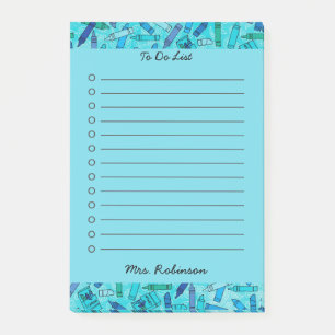 Post-it® Cute Bleu Crayon Enseignant À Faire Liste Blanc 4