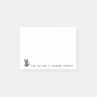 Post-it® Cute Bleu Russe Chat Personnaliser les notes