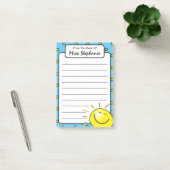 Post-it® Cute Bleu Soleil Smile Face De L'Enseignant (Bureau)