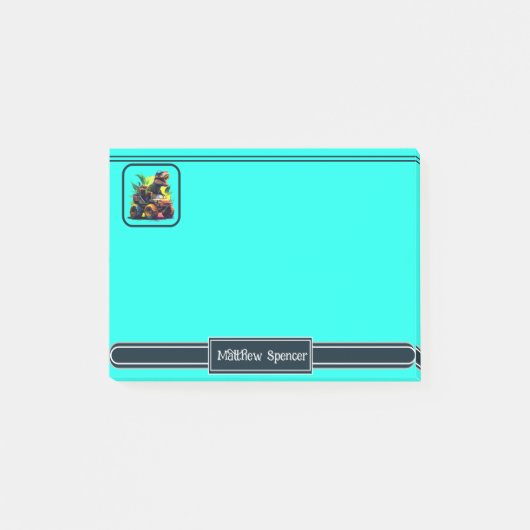 Post-it® Cute Blue T-Rex équitation Monster Truck Dinosaure (Devant)
