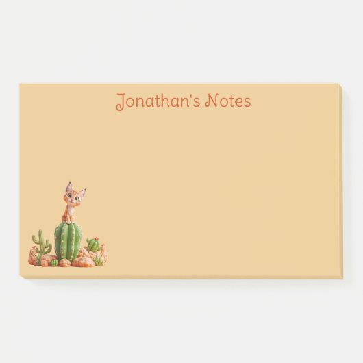 Post-it® Cute Bobcat sur cactus (Devant)