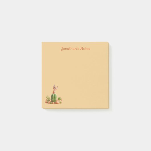 Post-it® Cute Bobcat sur cactus (Devant)