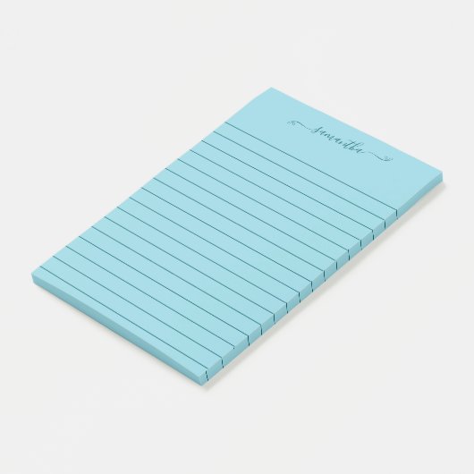 Post-it® Cute Bow Signature Name Dark Teal Lines (Incliné)