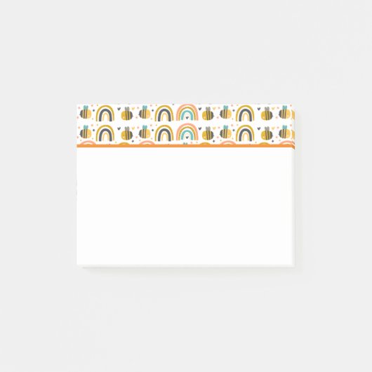 Post-it® Cute Bumble Bee et Rainbows Motif (Devant)