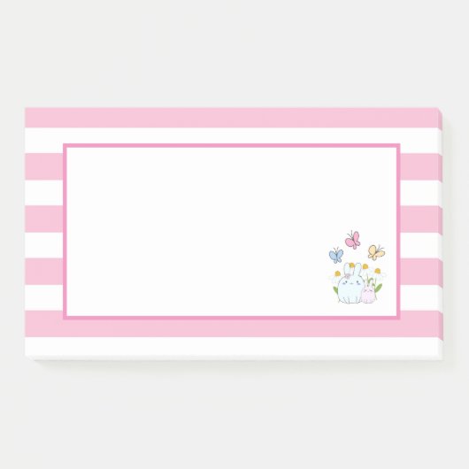 Post-it® Cute Bunnies avec marguerites de printemps et papi (Devant)