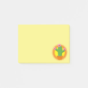 Post-it® Cute Cactus Cartoon Avec Fleurs Roses
