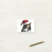 Post-it® Cute Calico Chat Porté Chapeau Santa (Sur un bureau)