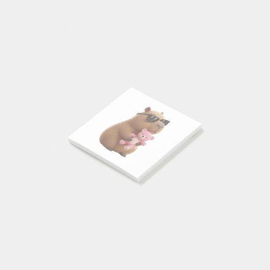Post-it® Cute Capybara Hugging Teddy Bear Post-it Notes (Incliné)