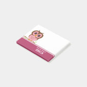 Post-it® Cute Cartoon Chouette rose Personnalisée (Incliné)