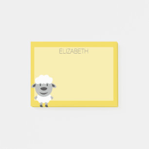 Post-it® Cute Cartoon Farm Sheep - jaune et gris