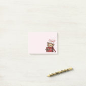 Post-it® Cute Cartoon Kitten in a Box with Hearts (Sur un bureau)
