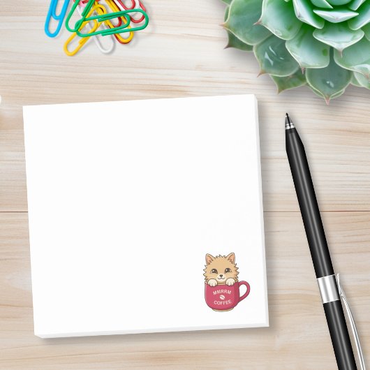 Post-it® Cute Cartoon Kitten in Coffee Mug