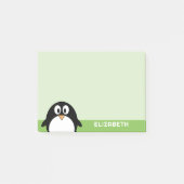 Post-it® Cute Cartoon Penguin - Custom Name Green (Devant)