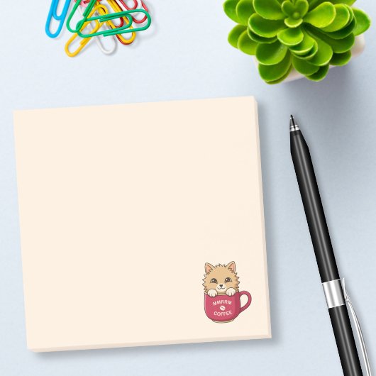 Post-it® Cute Cat in Coffee Mug Beige