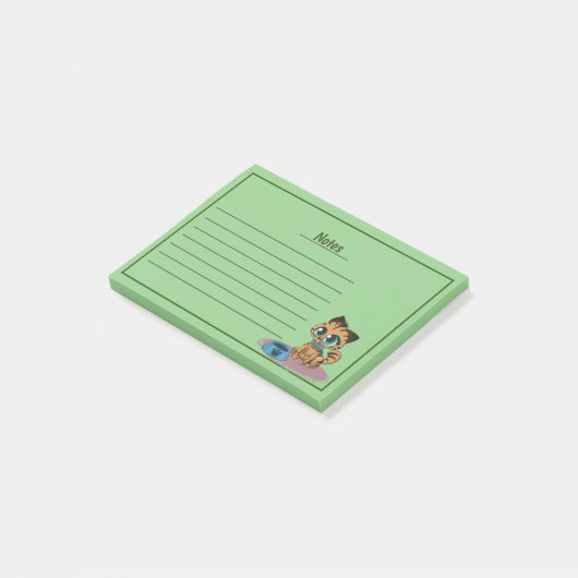 Post-it® Cute Chat avec lignes Post-it Notes (Incliné)