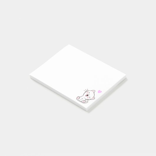 Post-it® Cute chat et coeur sur blanc (Incliné)