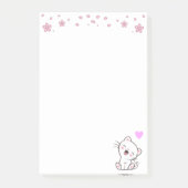 Post-it® Cute Chat et Fleurs sur Blanc (Devant)