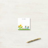 Post-it® Cute Chat Et Vélo Avec Panier De Fleurs (Sur un bureau)