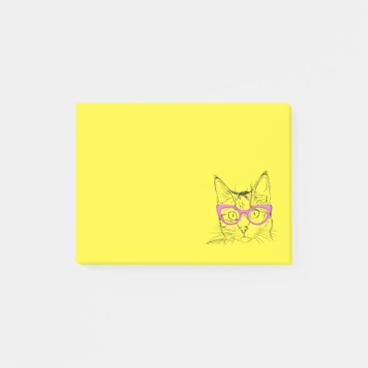 Post-it® Cute Chat Pink Lunettes Normal est ennuyeux (Devant)