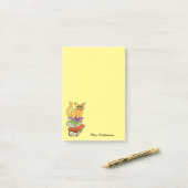 Post-it® Cute Chat sur Pile de Livre Nom de l'enseignant Ja (Sur un bureau)