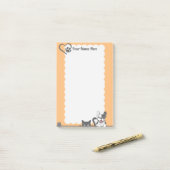 Post-it® Cute Chien Chat Paw Coeur Orange (Sur un bureau)