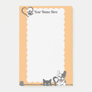 Post-it® Cute Chien Chat Paw Coeur Orange