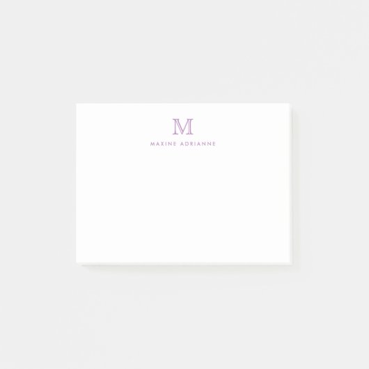 Post-it® Cute Classique Moderne Simple Violet Monogramme In (Devant)