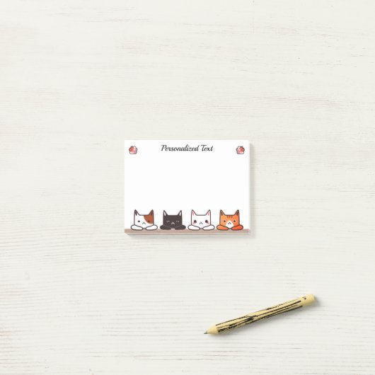 Post-it® Cute Cute Curious Kitty Cats (Sur un bureau)