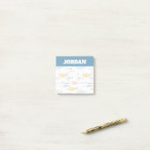 Post-it® Cute Doodle École de Motif de poisson (Sur un bureau)