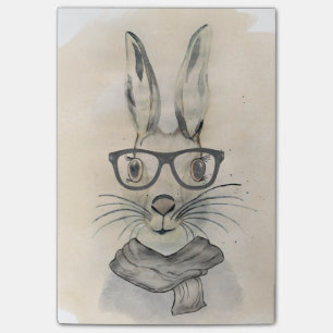 Post-it® Cute drôle d'aquarelle lapin avec lunettes et éc
