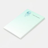 Post-it® Cute et Joyeuse méduse bleu-vert (Incliné)