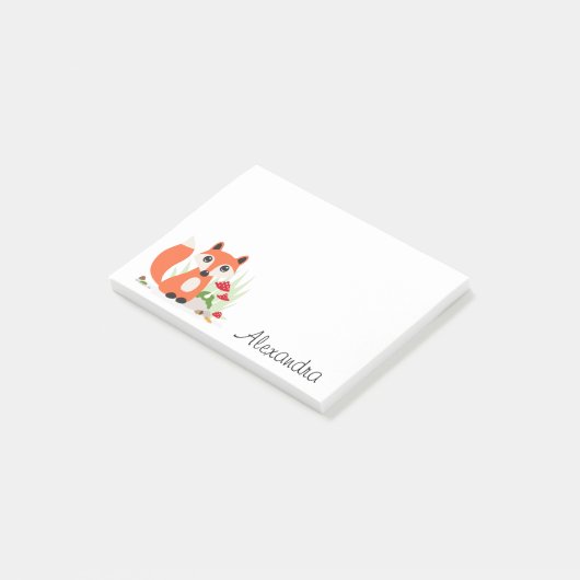 Post-it® Cute fox bois nom personnalisé (Incliné)