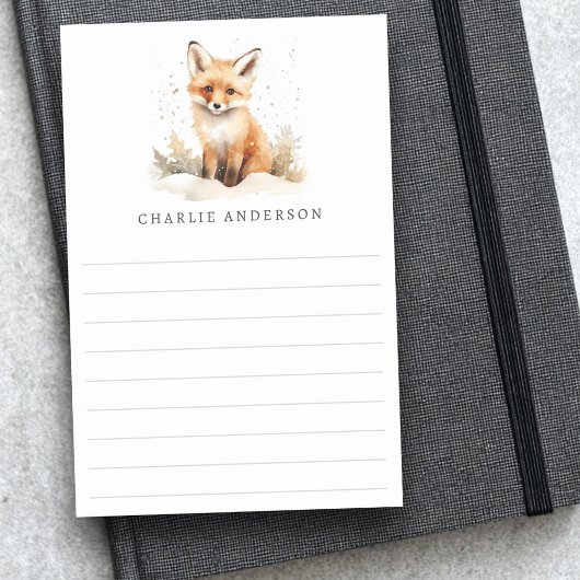 Post-it® Cute fox cub watercolor name lined