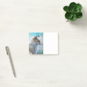 Post-it® Cute Furry Fox sur Blue Grunge Arrière - plan (Bureau)