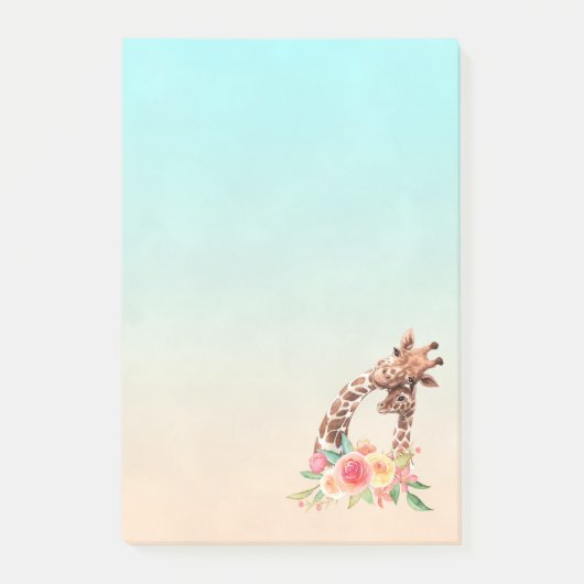 Post-it® Cute Giraffe Aquarelle Maman & Bébé (Devant)