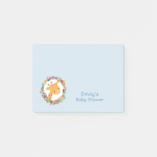 Post-it® Cute Giraffe avec un Baby shower de couronne fleur (Devant)