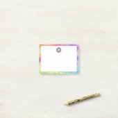 Post-it® Cute Girl Pastel Rainbow Batik Tie Dye Monogramme (Sur un bureau)