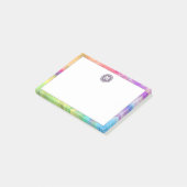 Post-it® Cute Girl Pastel Rainbow Batik Tie Dye Monogramme (Incliné)