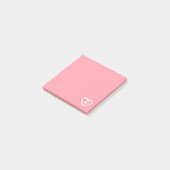 Post-it® Cute Girly Pastel Coeur rose Monogramme initial (Incliné)