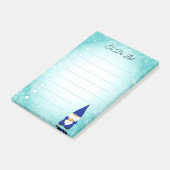 Post-it® Cute gnome sur fond turquoise et blanc (Incliné)