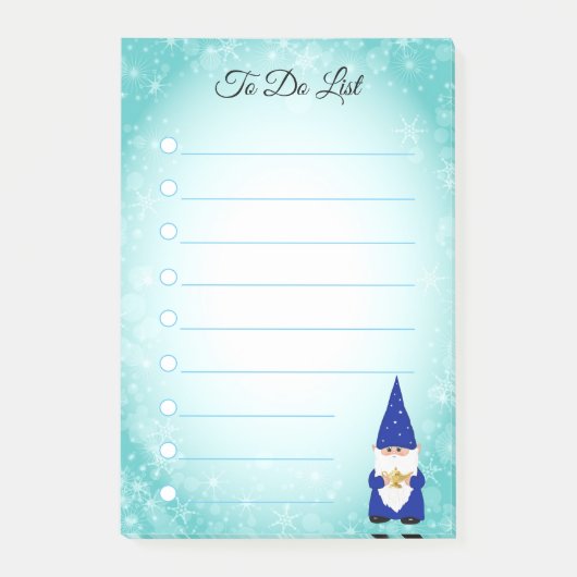 Post-it® Cute gnome sur fond turquoise et blanc (Devant)