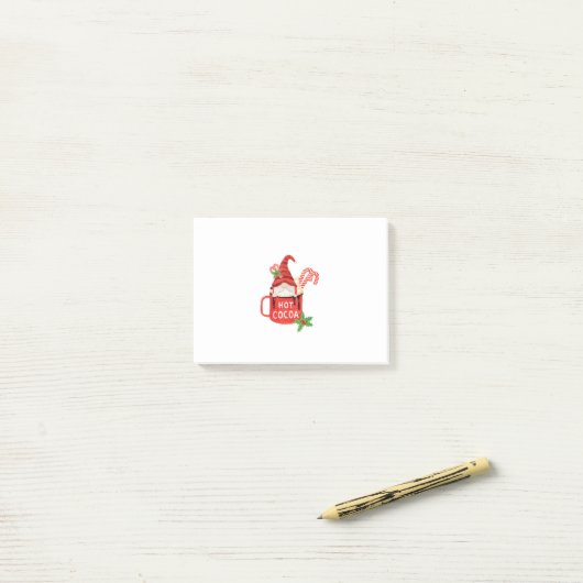 Post-it® Cute Gnome with Hot Cocoa (Sur un bureau)