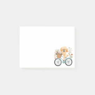 Post-it® Cute Goldendoodle Chien Vélo Fleurs de printemps