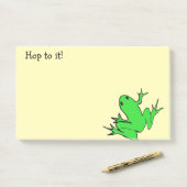 Post-it® Cute Grenouille verte "Hop to it!" (Sur un bureau)